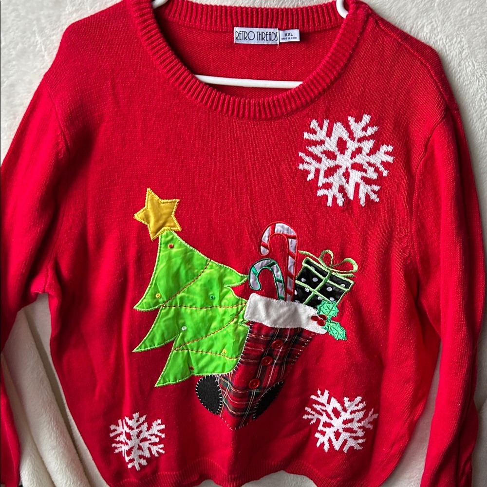 Vintage retro threads ugly Christmas sweater size XXL
